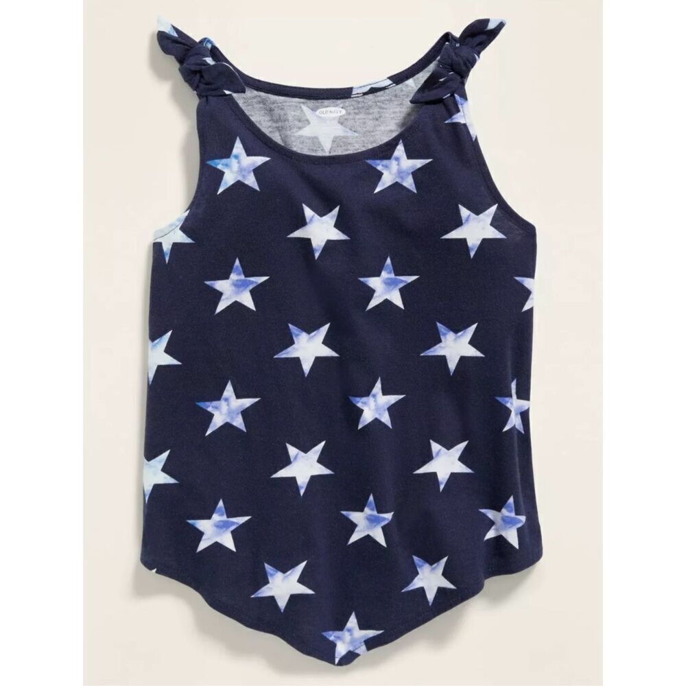 NWT Youth Girls Old Navy Printed Tie-Shoulder Americana Tank Top - Sz M (8)